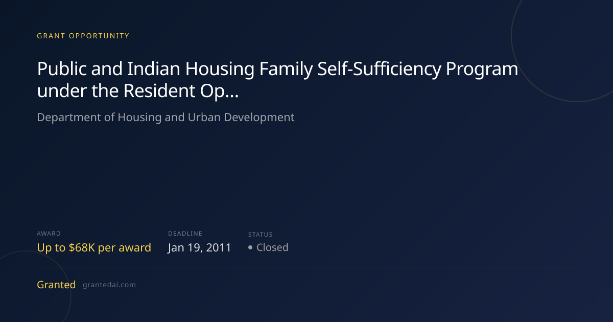 Public and Indian Housing Family Self-Sufficiency Program under the ...