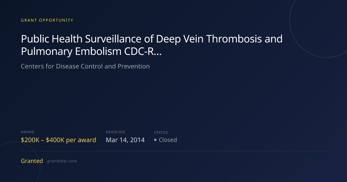 Public Health Surveillance of Deep Vein Thrombosis and Pulmonary ...