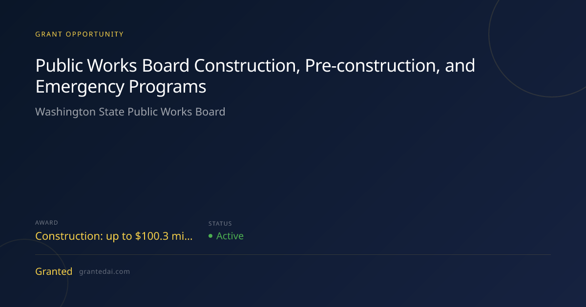 Public Works Board Construction, Pre-construction, and Emergency ...