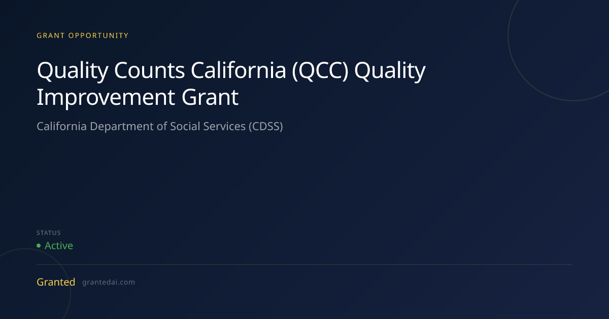 Quality Counts California (QCC) Quality Improvement Grant (2026 ...