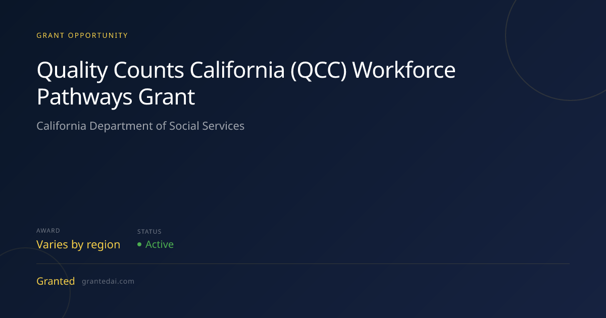 Quality Counts California (QCC) Workforce Pathways Grant (2026 ...