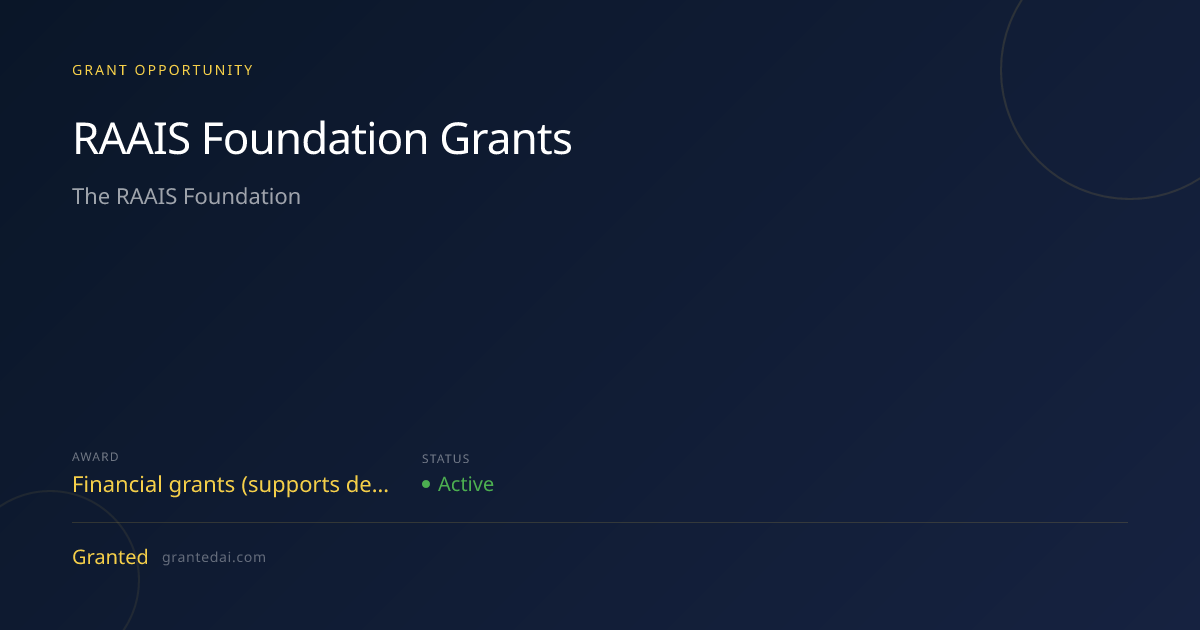 RAAIS Foundation Grants (2026) | Granted AI