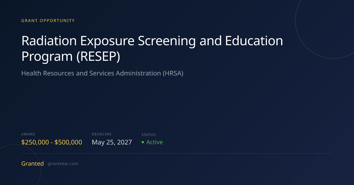 Radiation Exposure Screening and Education Program (RESEP) (2026 ...