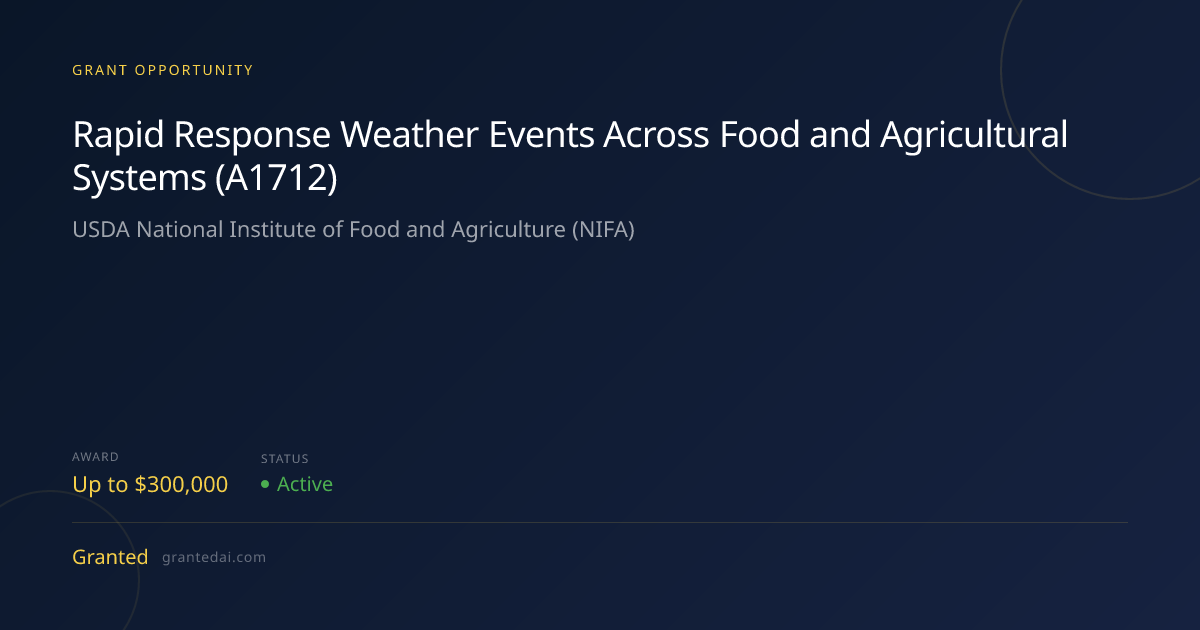 Rapid Response Weather Events Across Food and Agricultural Systems ...