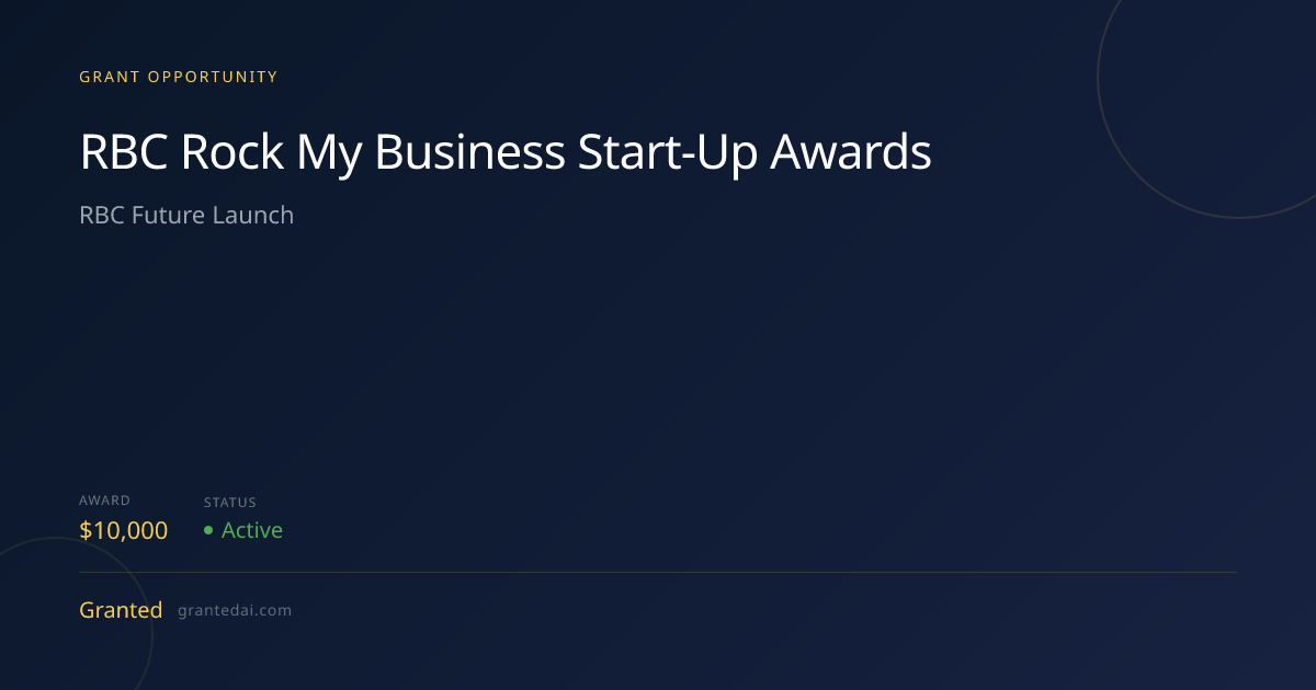 RBC Rock My Business Start-Up Awards (2026) | Granted AI