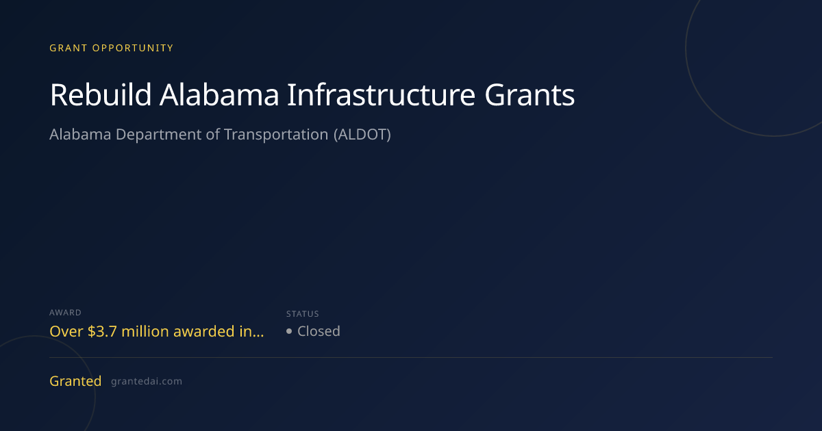 Rebuild Alabama Infrastructure Grants (2026) | Granted AI