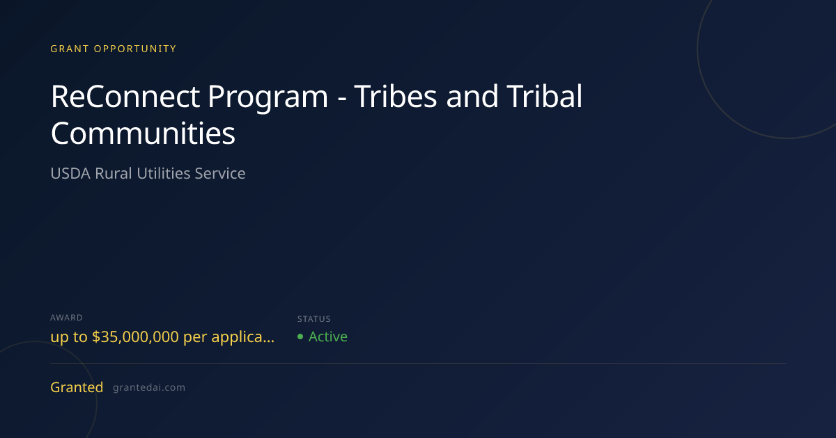 ReConnect Program - Tribes and Tribal Communities (2026) | Granted AI