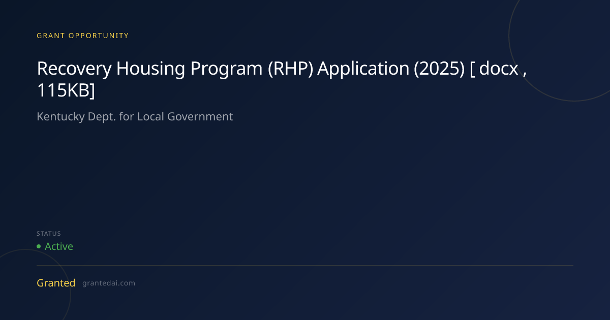 Recovery Housing Program (RHP) Application (2025) [ docx , 115KB] (2026 ...