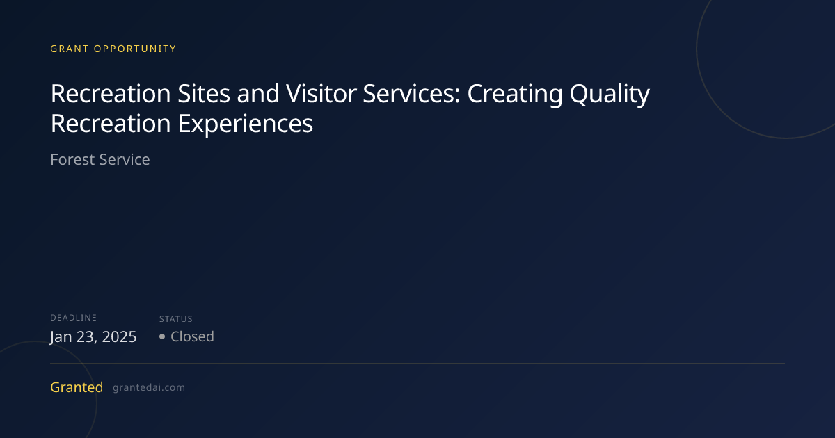 Recreation Sites and Visitor Services: Creating Quality Recreation ...