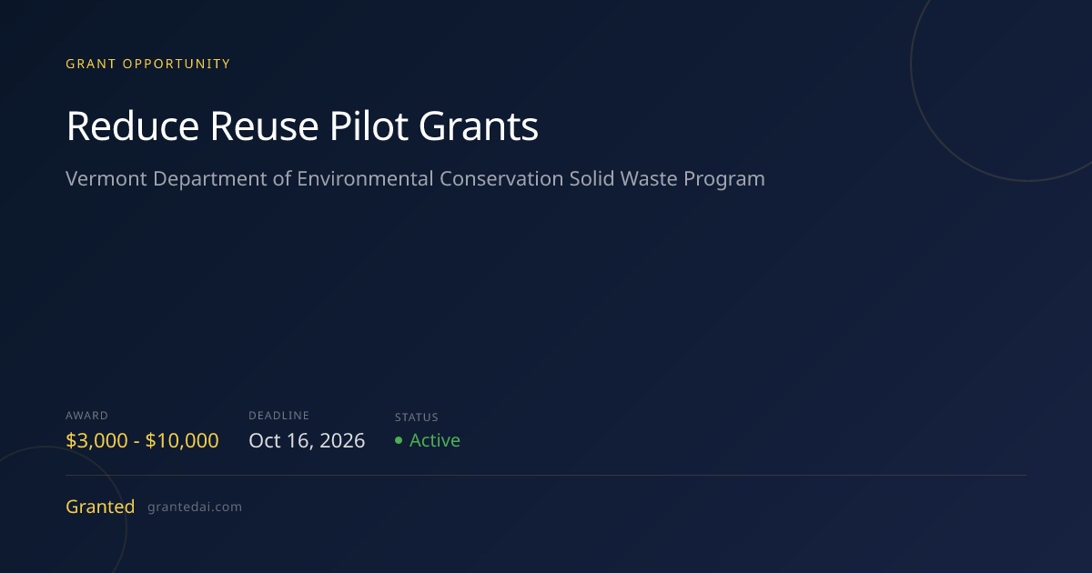 Reduce Reuse Pilot Grants (2026) | Granted AI