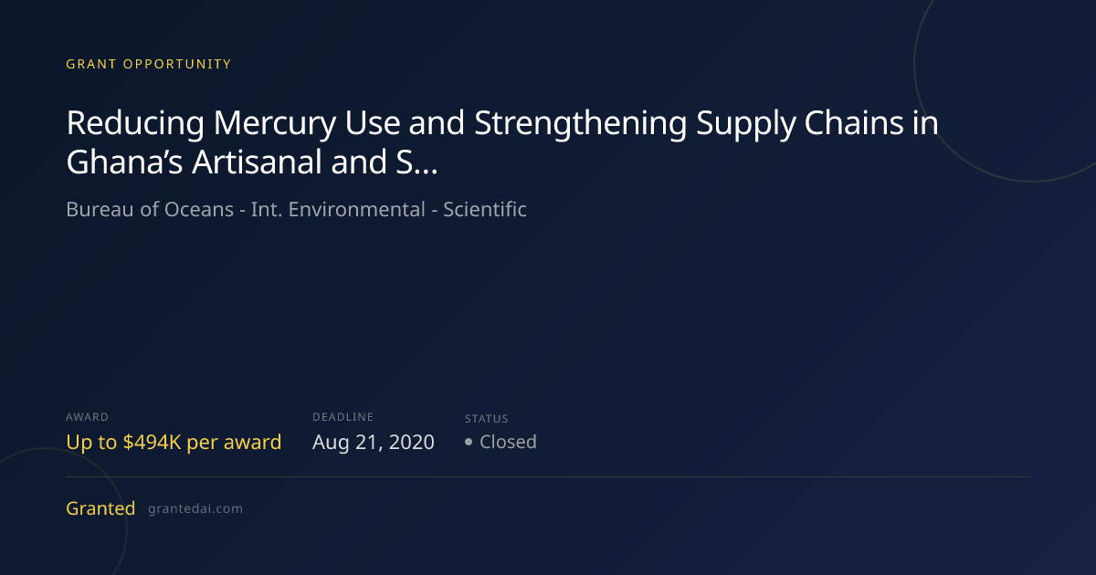 Reducing Mercury Use and Strengthening Supply Chains in Ghana’s ...