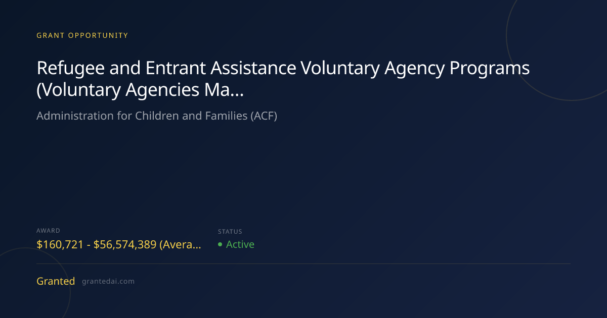 Refugee and Entrant Assistance Voluntary Agency Programs (Voluntary ...