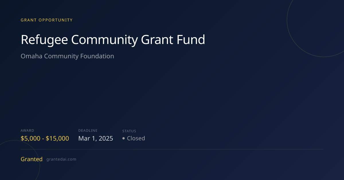 Refugee Community Grant Fund (2026) | Granted AI