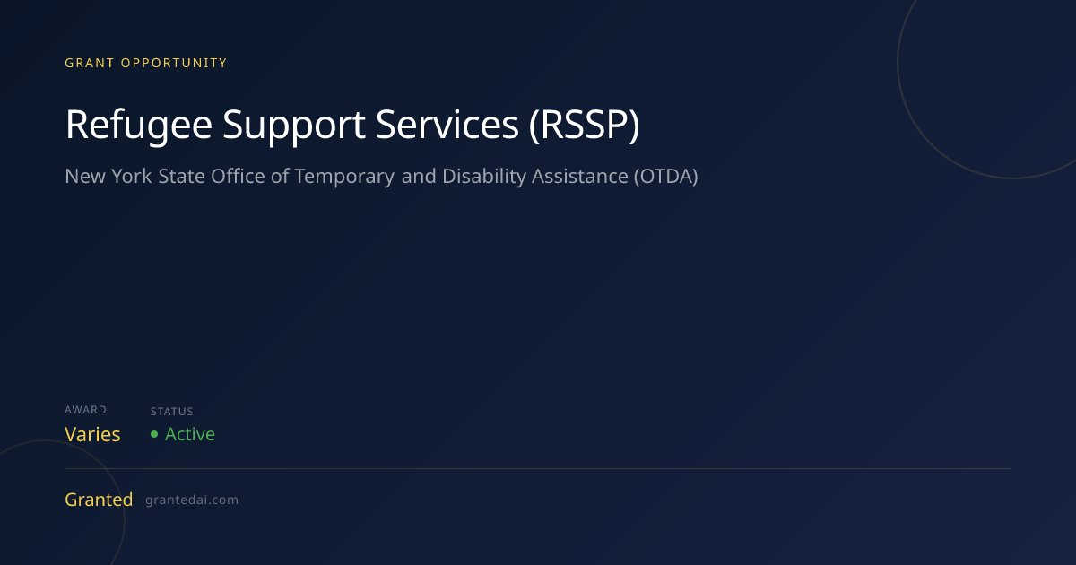 Refugee Support Services (RSSP) (2026) | Granted AI