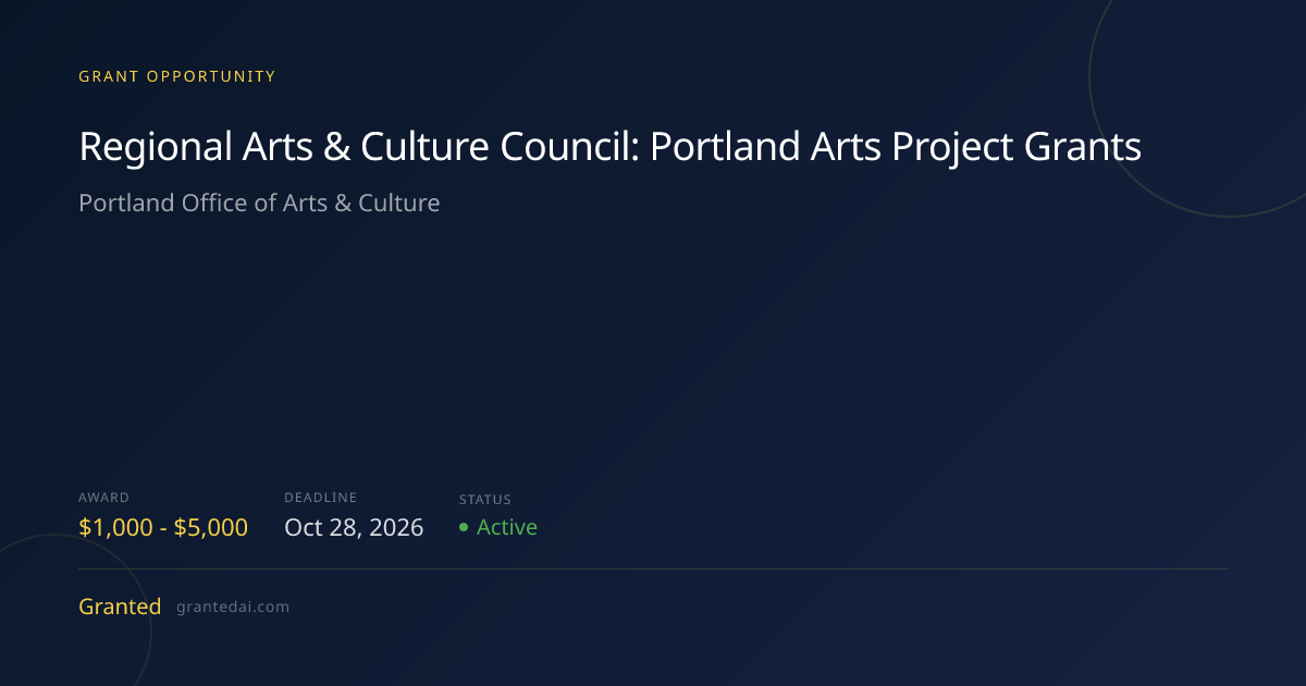 Regional Arts & Culture Council: Portland Arts Project Grants (2026 ...