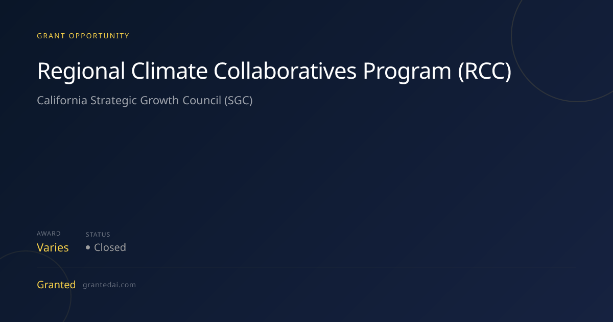 Regional Climate Collaboratives Program (RCC) (2026) | Granted AI
