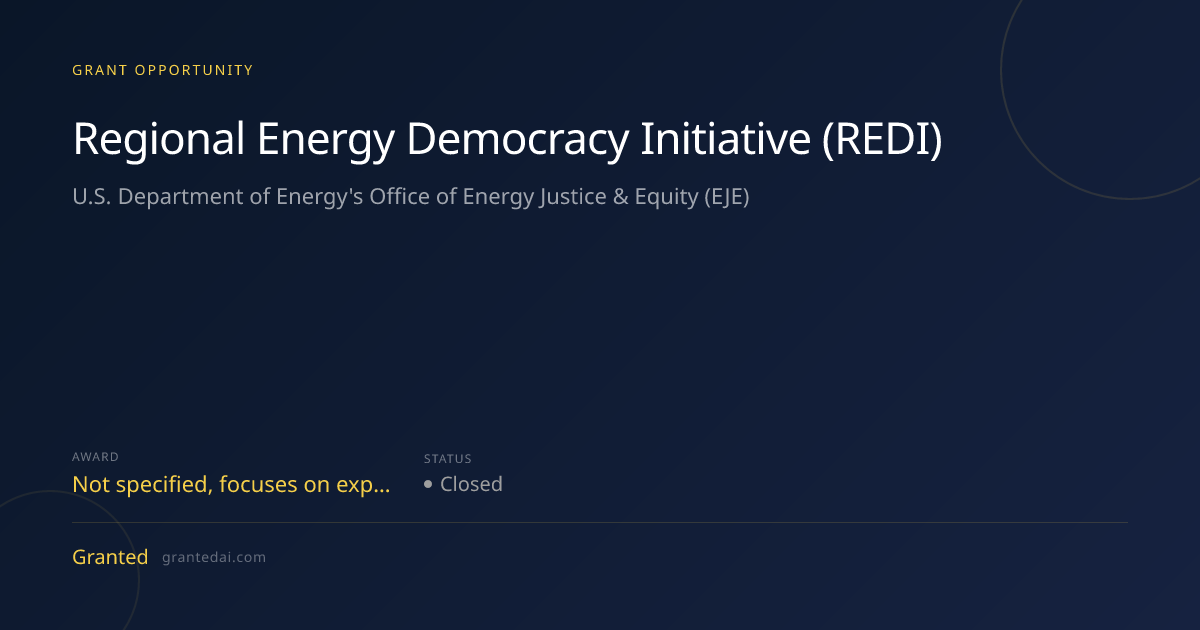 Regional Energy Democracy Initiative (REDI) (2026) | Granted AI