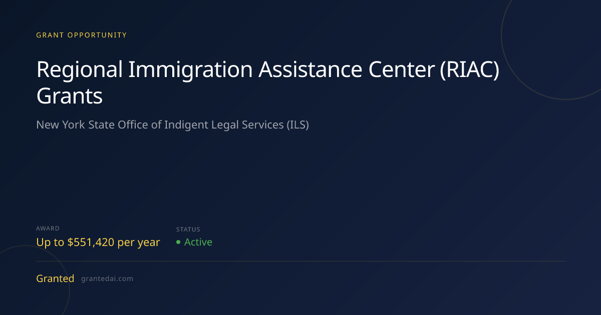 Regional Immigration Assistance Center (RIAC) Grants (2026) | Granted AI