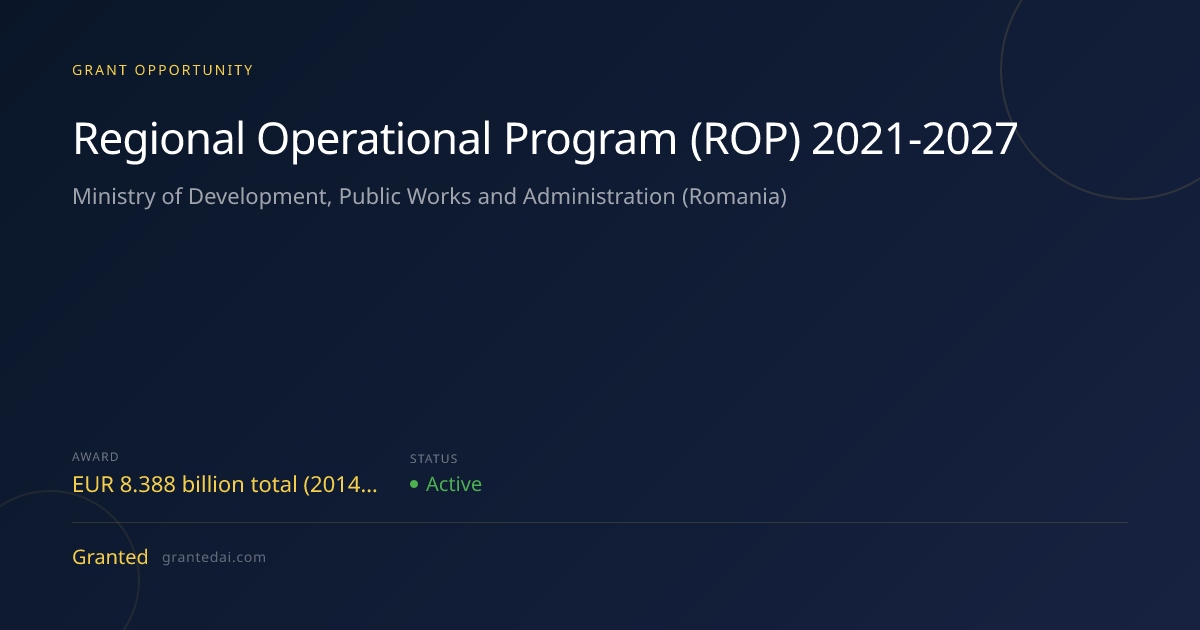 Regional Operational Program (ROP) 2021-2027 (2026) | Granted AI