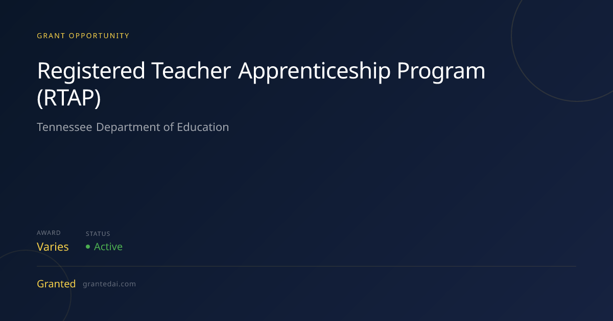 Registered Teacher Apprenticeship Program (RTAP) (2026) | Granted AI