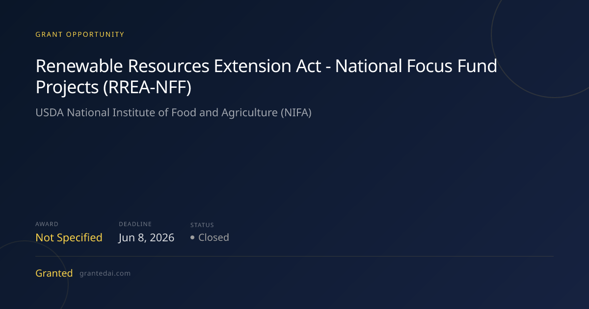 Renewable Resources Extension Act - National Focus Fund Projects (RREA ...