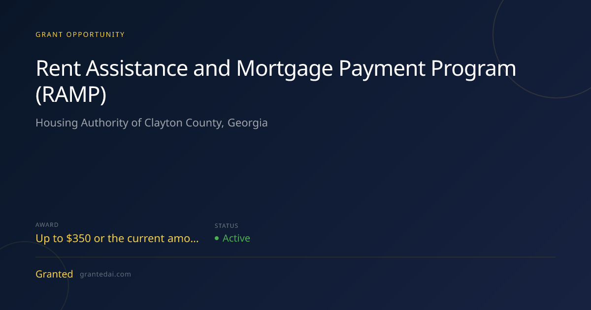 Rent Assistance and Mortgage Payment Program (RAMP) (2026) | Granted AI