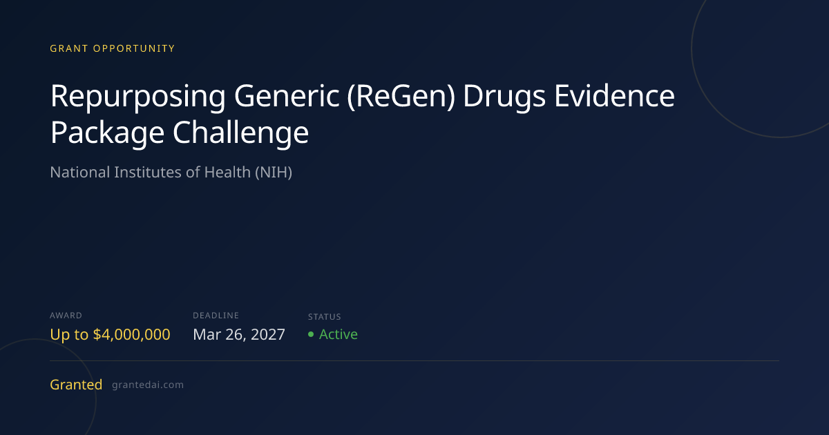 Repurposing Generic (ReGen) Drugs Evidence Package Challenge (2027 ...