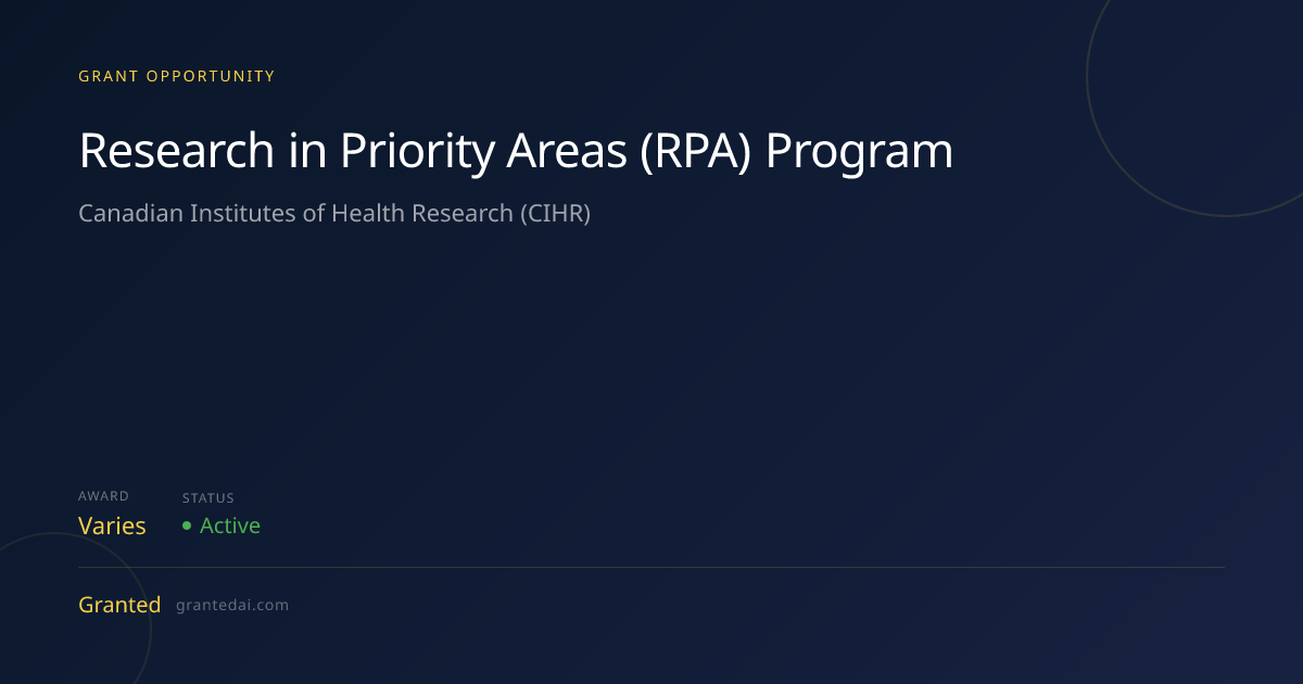 Research in Priority Areas (RPA) Program (2026) | Granted AI