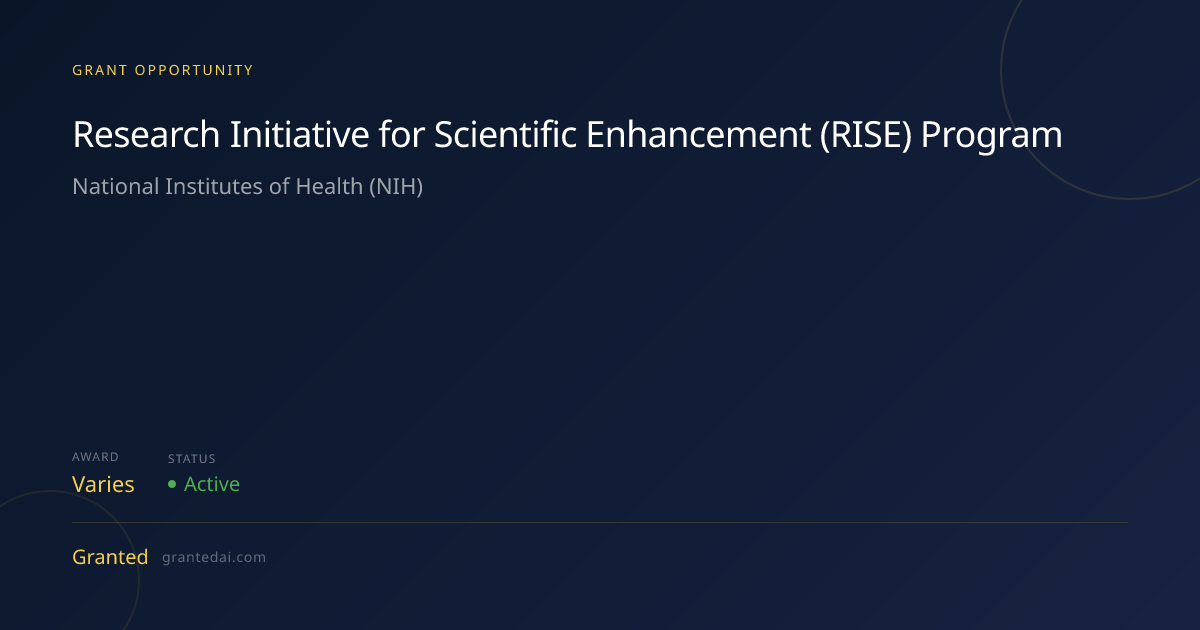 Research Initiative for Scientific Enhancement (RISE) Program (2026 ...