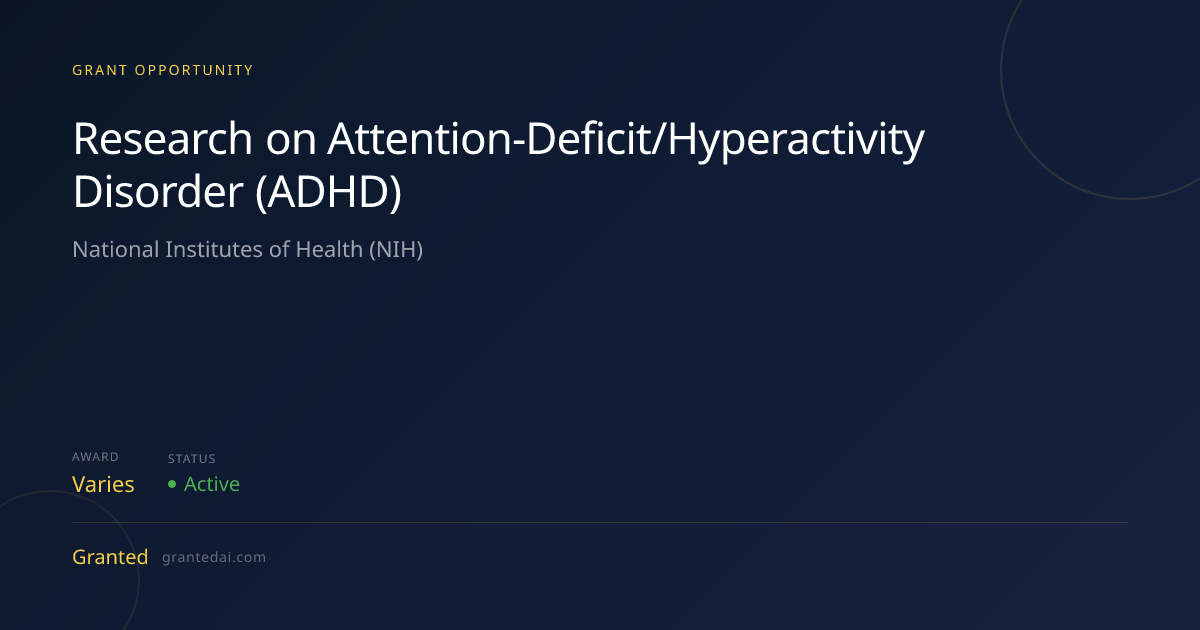 Research on Attention-Deficit/Hyperactivity Disorder (ADHD) (2026 ...