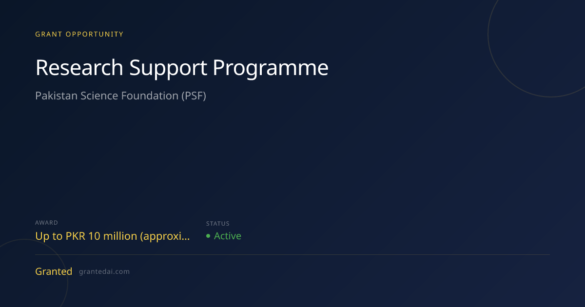 Research Support Programme (2026) | Granted AI