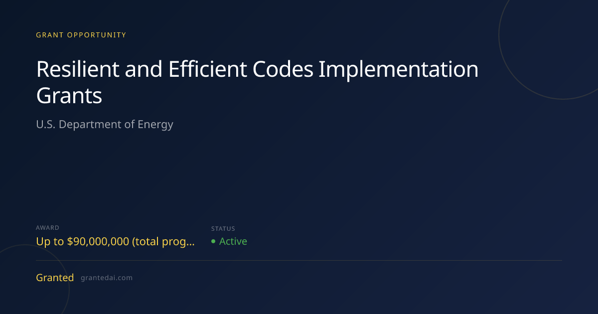 Resilient and Efficient Codes Implementation Grants (2026) | Granted AI