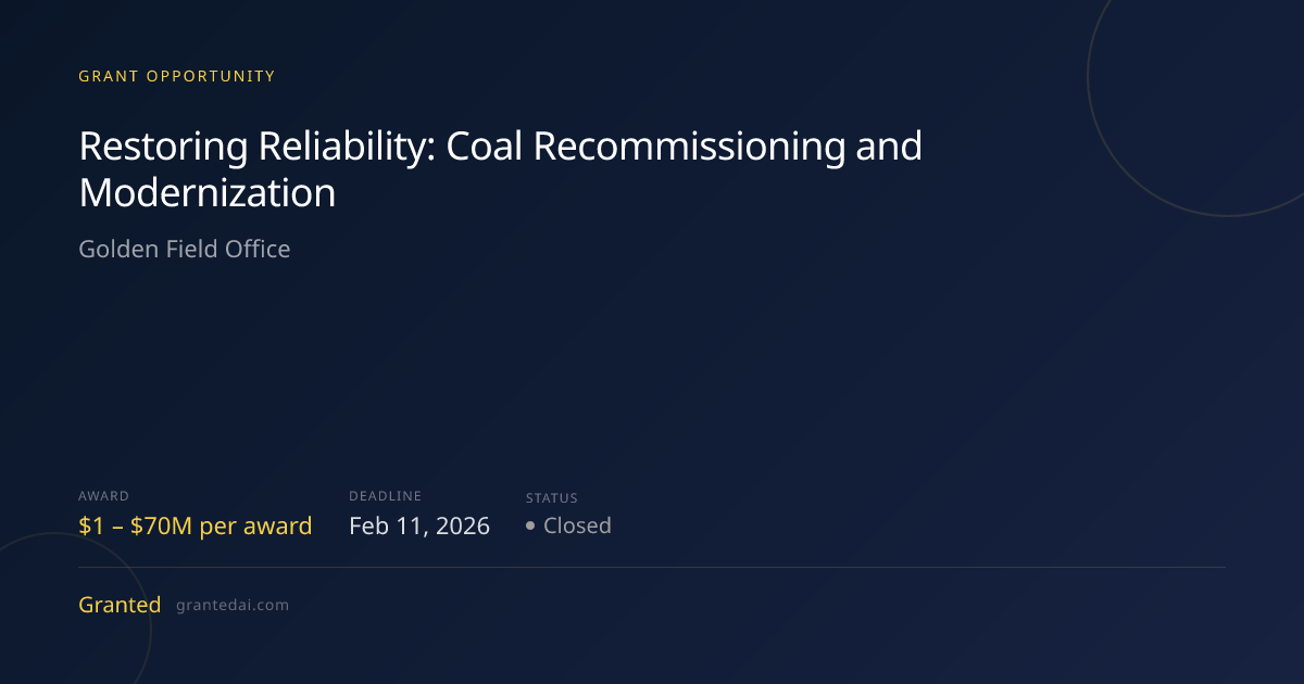 Restoring Reliability: Coal Recommissioning and Modernization (2026 ...
