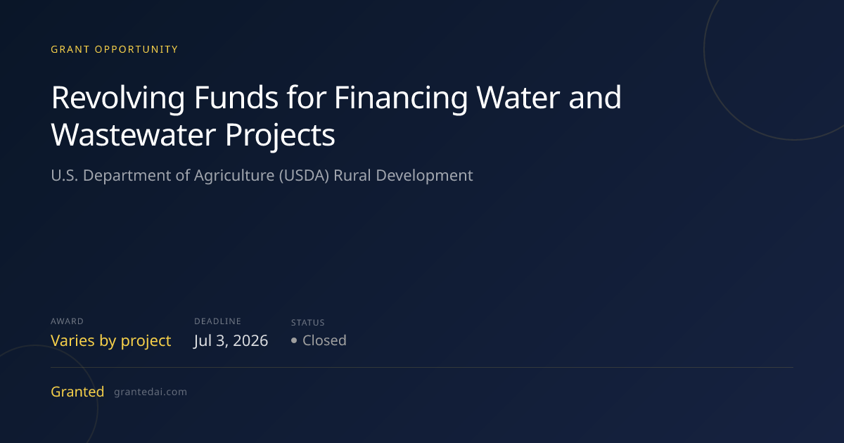 Revolving Funds for Financing Water and Wastewater Projects (2026 ...