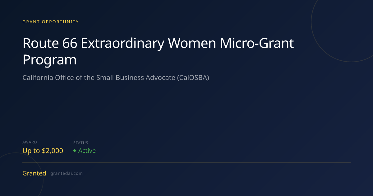 Route 66 Extraordinary Women Micro-Grant Program (2026) | Granted AI