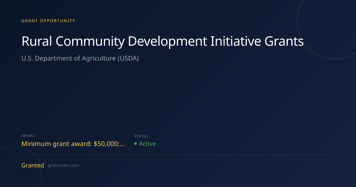 Rural Community Development Initiative Grants (2026) | Granted AI