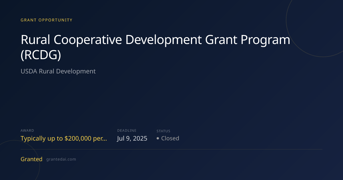 Rural Cooperative Development Grant Program (RCDG) (2026) | Granted AI