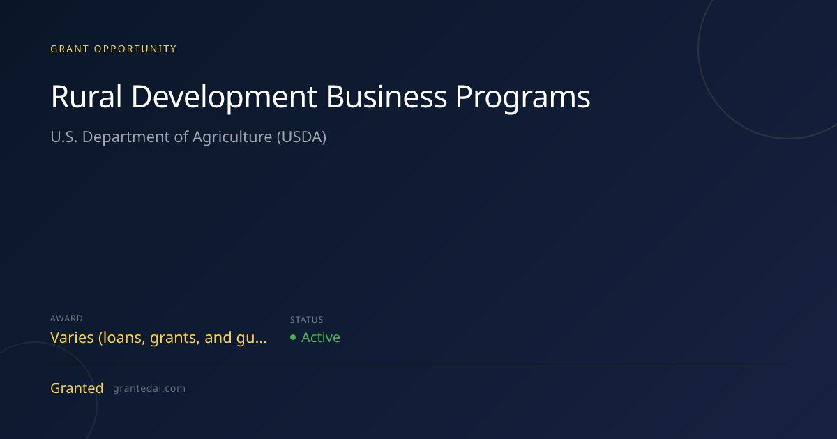 Rural Development Business Programs (2026) | Granted AI