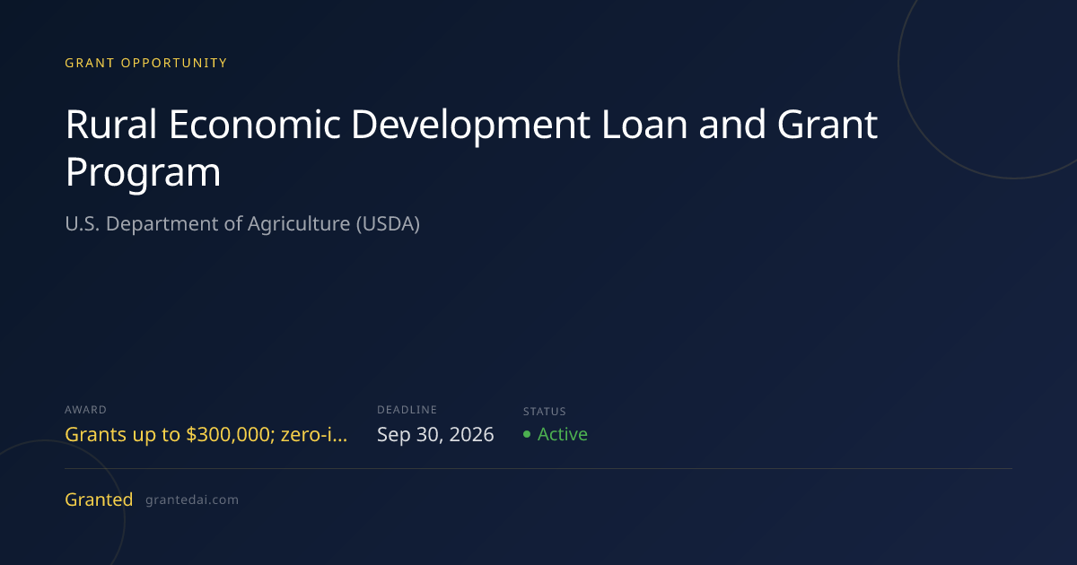 Rural Economic Development Loan and Grant Program (2026) | Granted AI