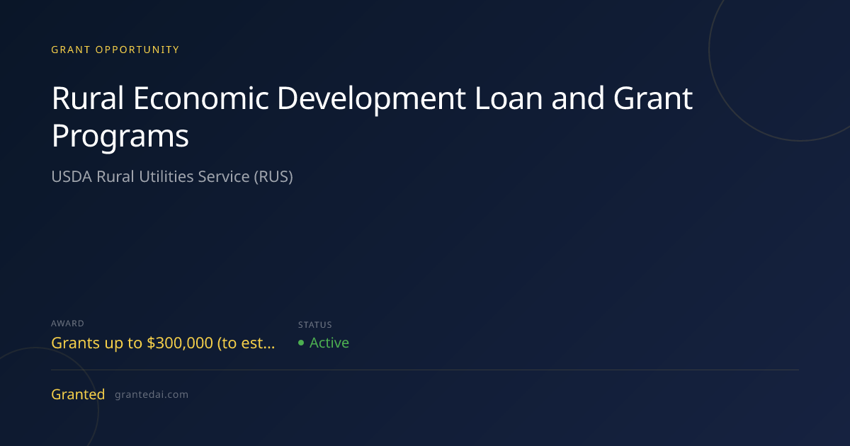Rural Economic Development Loan and Grant Programs (2026) | Granted AI