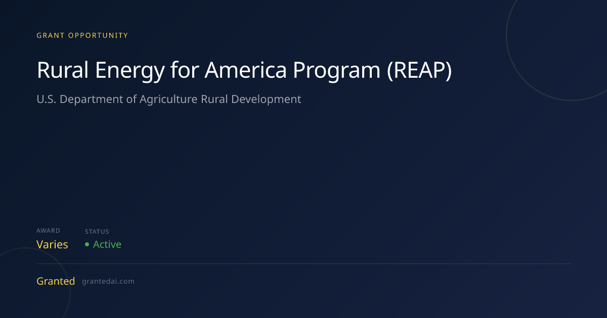 Rural Energy for America Program (REAP) (2026) | Granted AI