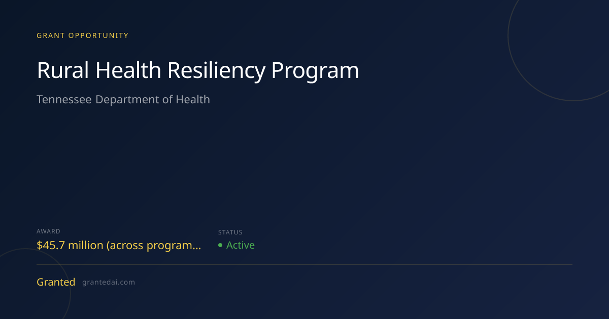 Rural Health Resiliency Program (2026) | Granted AI