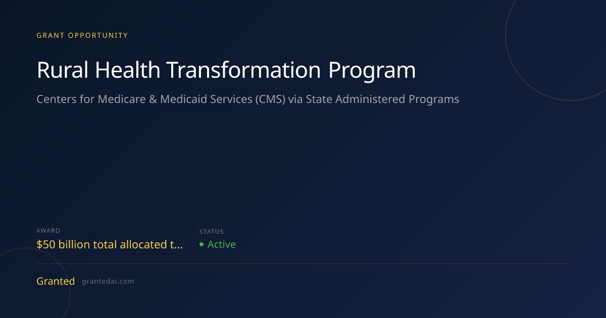 Rural Health Transformation Program (2026) | Granted AI
