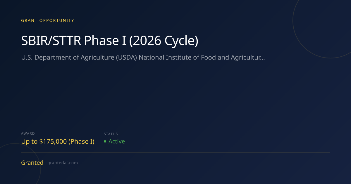 SBIR/STTR Phase I (2026 Cycle) (2026) | Granted AI