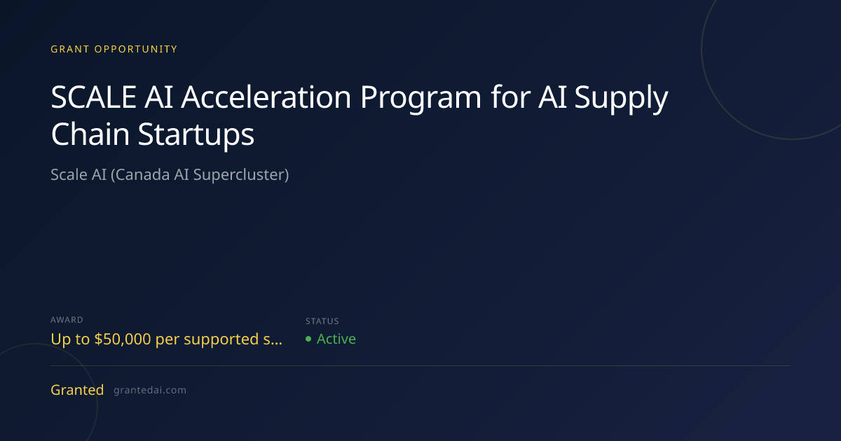 SCALE AI Acceleration Program for AI Supply Chain Startups (2026 ...