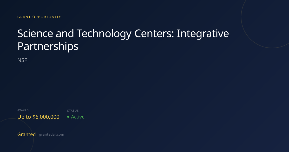 Science and Technology Centers: Integrative Partnerships (2026 ...