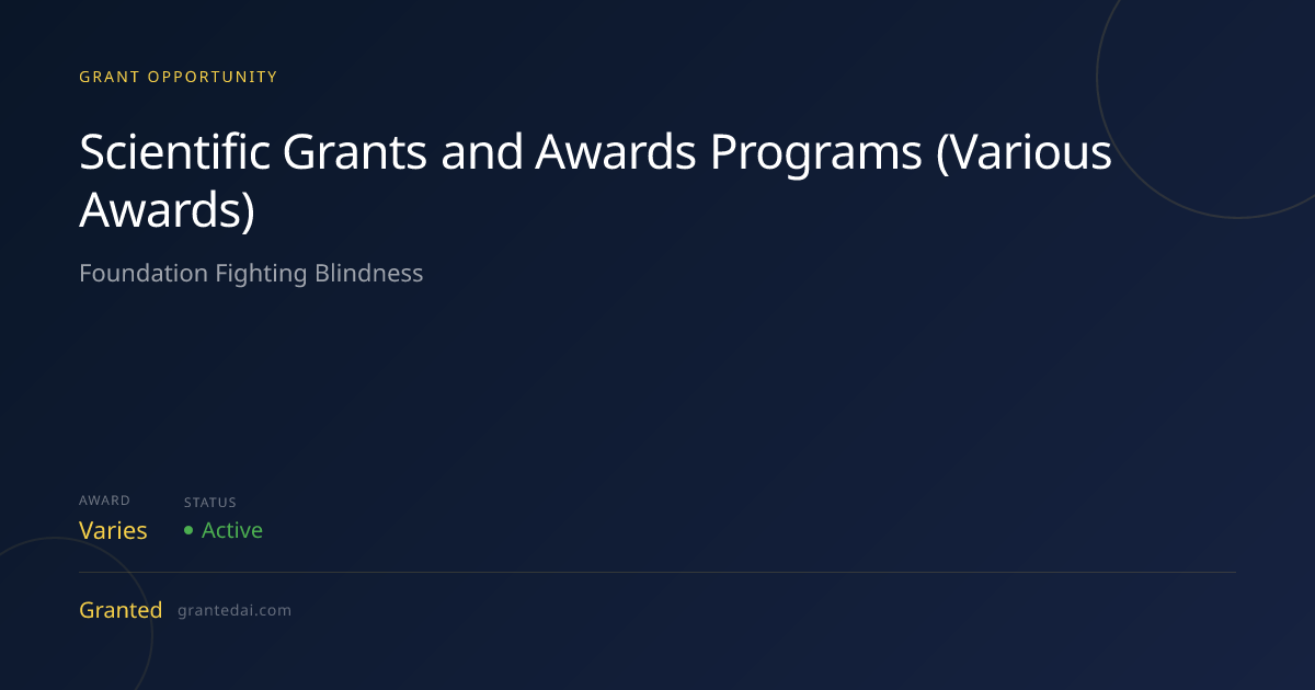 Scientific Grants and Awards Programs (Various Awards) (2026) | Granted AI