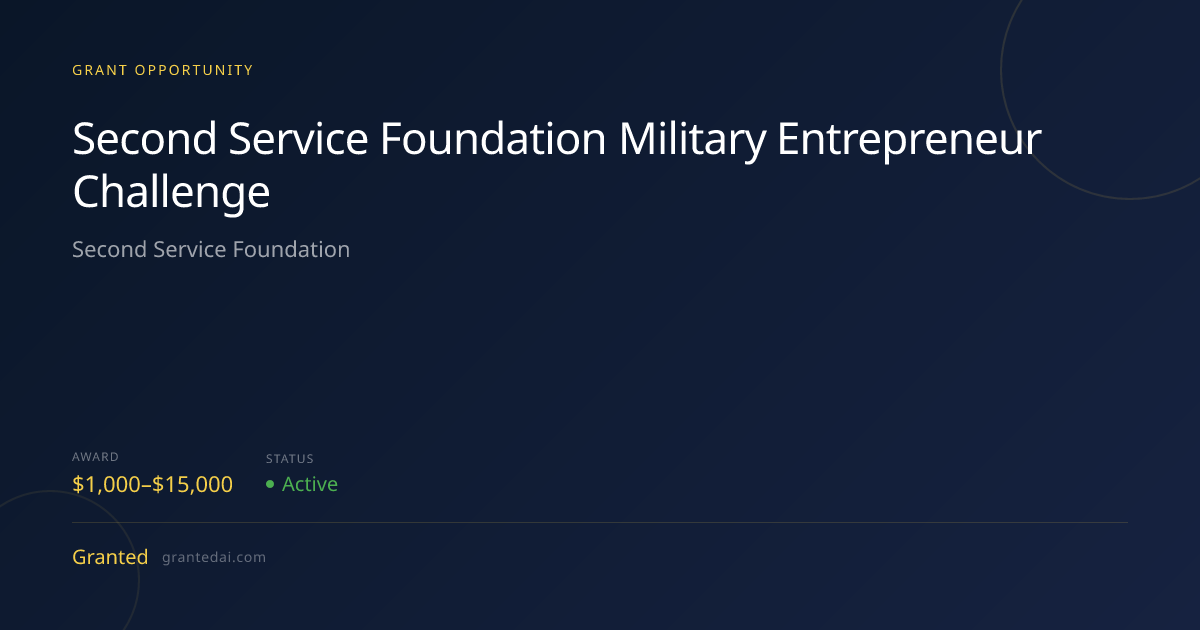 Second Service Foundation Military Entrepreneur Challenge (2026 ...