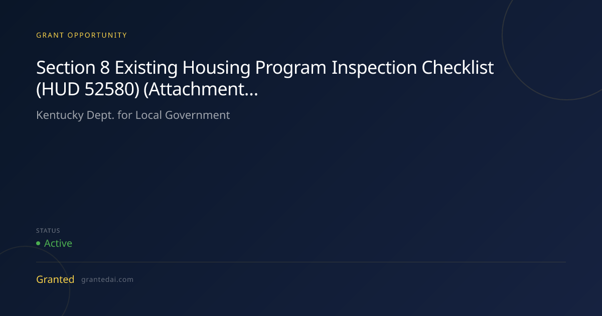 Section 8 Existing Housing Program Inspection Checklist (HUD 52580 ...
