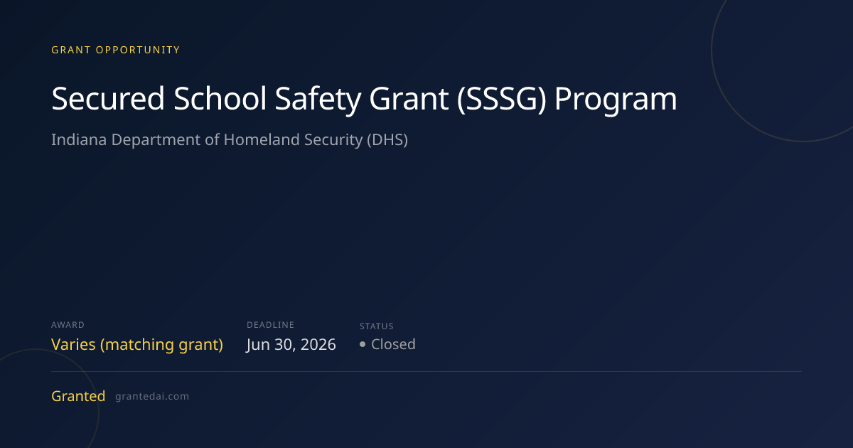 Secured School Safety Grant (SSSG) Program (2026) | Granted AI